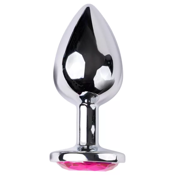 Desirel - anaalplug met roze juweel L - zilver/roze