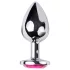 Desirel - anaalplug met roze juweel L - zilver/roze