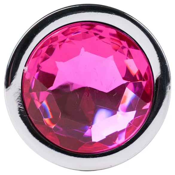 Desirel - anaalplug met roze juweel L - zilver/roze