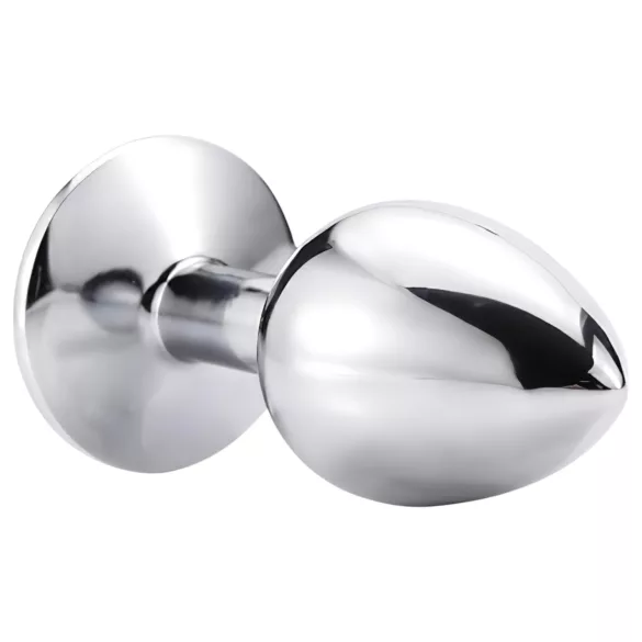 Sunfo - metalen buttplug met roze steen - zilver