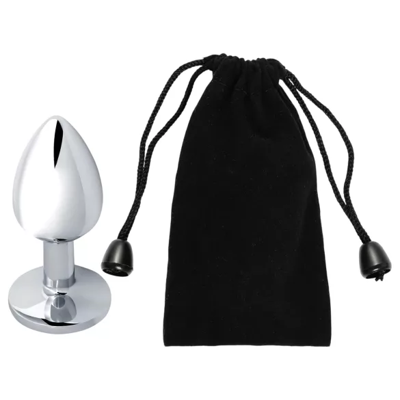 Sunfo - metalen buttplug met roze steen - zilver