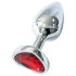 Sunfo - metalen anaalplug met hartvormige rode steen (zilver)