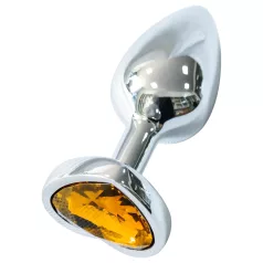   Sunfo - metalen anaalplug met hartvormige gouden steen (zilver)