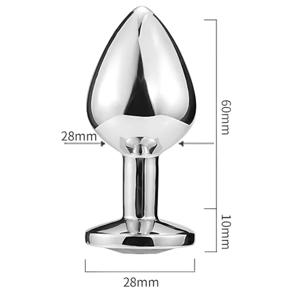 Sunfo - metalen buttplug - hartvormige gouden steen - zilver