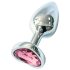 Sunfo - metalen anaalplug met hartvormige roze steen (zilver)