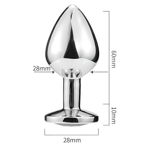 Sunfo - metalen anaalplug met hartvormige donkerpaarse steen (zilver)