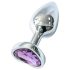 Sunfo - metalen anaalplug met hartvormige paarse steen (zilver)