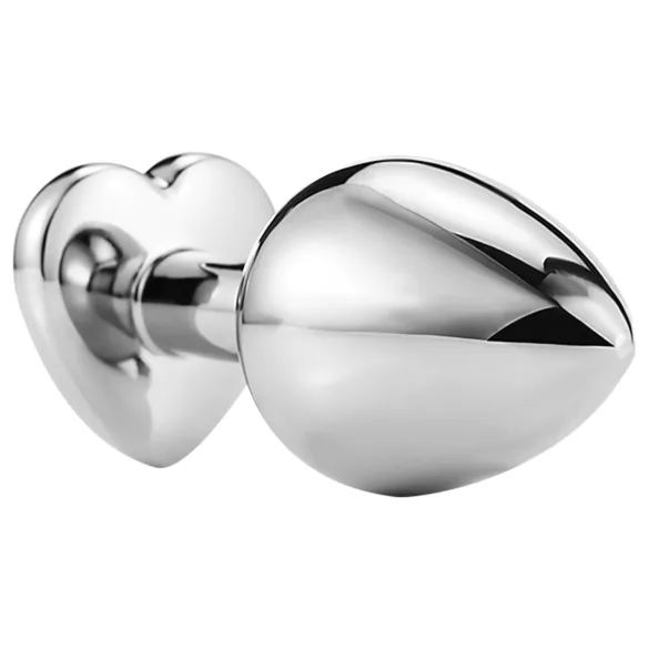 Sunfo - metalen buttplug hartvormige paarse steen - zilver
