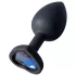 Sunfo - siliconen buttplug - hartvormige blauwe steen - zwart