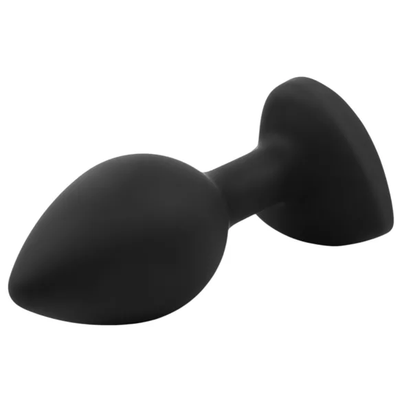 Sunfo - siliconen buttplug - hartvormige blauwe steen - zwart