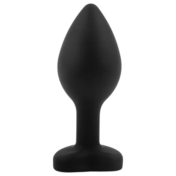 Sunfo - siliconen buttplug met hartvormige zwarte steen (zwart)