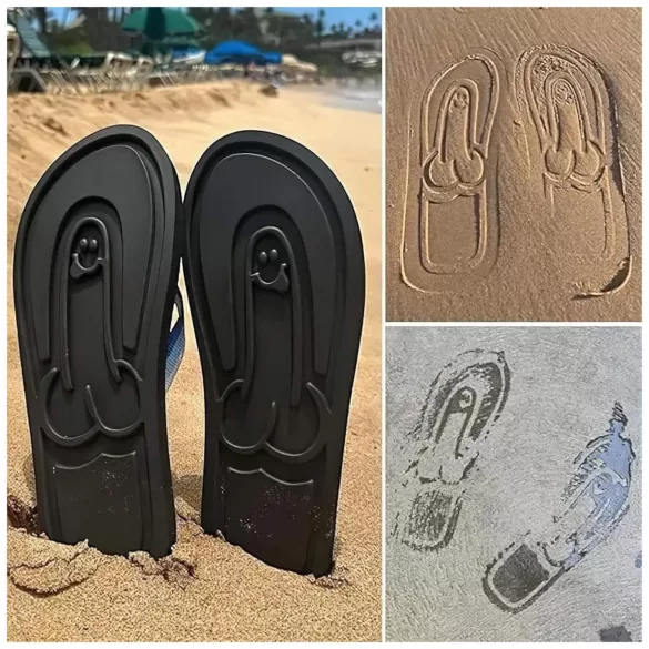 Flip-flop slipper - penis print - zwart - 40/41