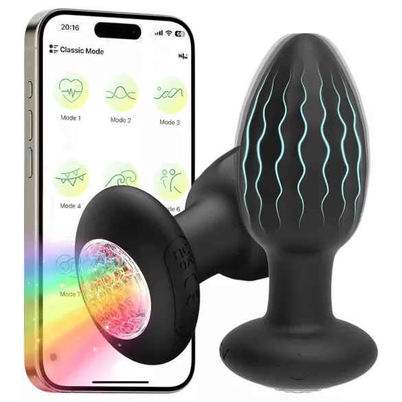 Desirel - Vibrerende anaalplug met kleurveranderende LED-verlichting - app-gestuurd, 10 vibratiestanden (zwart)
