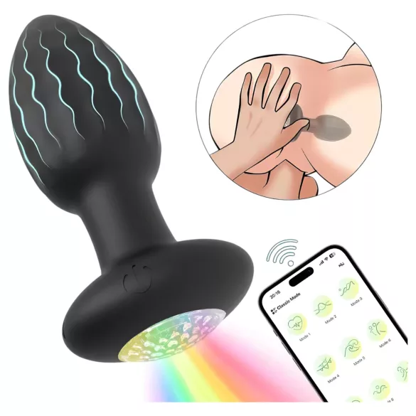 Desirel - Vibrerende anaalplug met kleurveranderende LED-verlichting - app-gestuurd, 10 vibratiestanden (zwart)