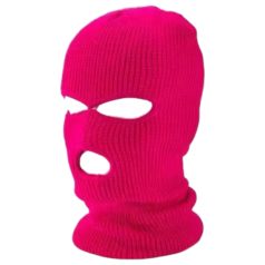   Balaclava - gebreide orale masker met 3 openingen - donkerroze