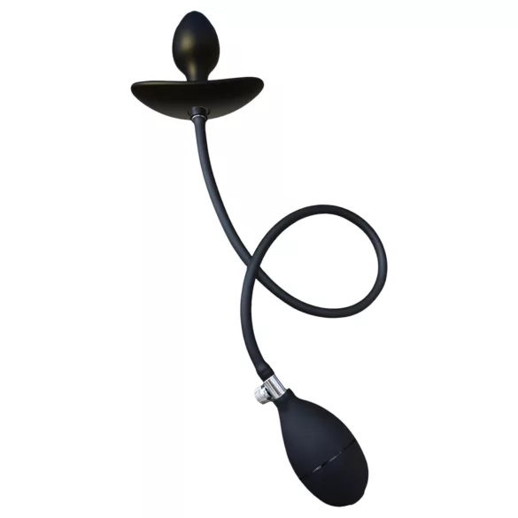 Kangvo - magnetische opblaasbare buttplug met rollende bal (zwart)