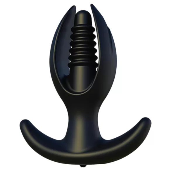 Kangvo - magnetische, opblaasbare, geribbelde buttplug (zwart)