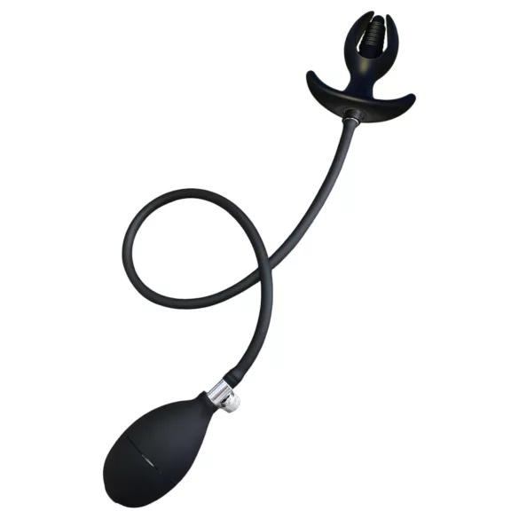 Kangvo - magnetische, opblaasbare, geribbelde buttplug (zwart)