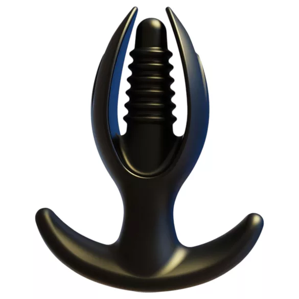Kangvo - magnetische, opblaasbare, geribbelde buttplug (zwart)