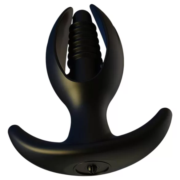 Kangvo - magnetische, opblaasbare, geribbelde buttplug (zwart)