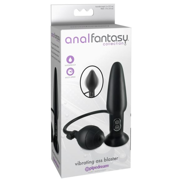 Anal Fantasy - opblaasbare vibrerende buttplug (zwart)