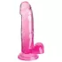 King Cock - dildo met ballen - transparant roze - 18 cm