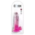 King Cock - dildo met ballen - transparant roze - 18 cm