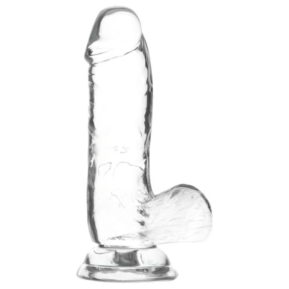 Addiction Crystal - Zuignap dildo met bal (transparant) - 15cm
