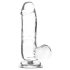 Addiction Crystal - Zuignap dildo met bal (transparant) - 15cm