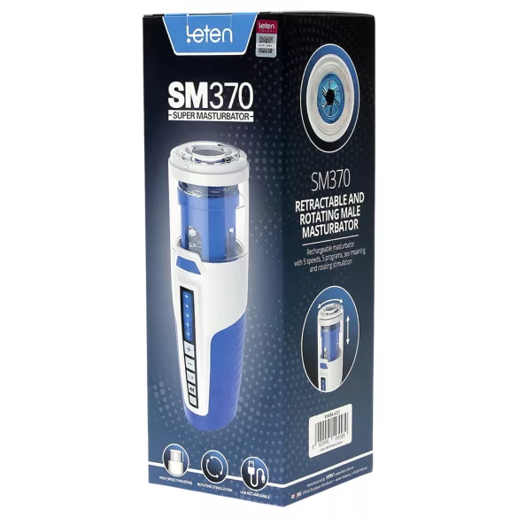 Leten SM370 - kreunende, draaiende masturbator (wit)