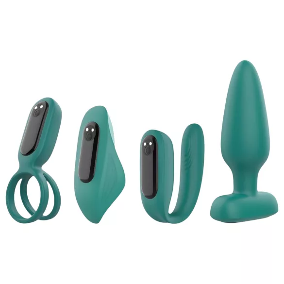 Sex HD - oplaadbare, afstandsbedienbare, 4-delige vibratorenset (groen)