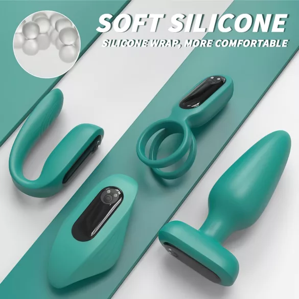 Sex HD - oplaadbare, afstandsbedienbare, 4-delige vibratorenset (groen)