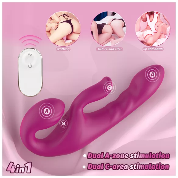 SEX HD Co-op Bliss - strap-on vibrator met clitorisstimulator - siliconen