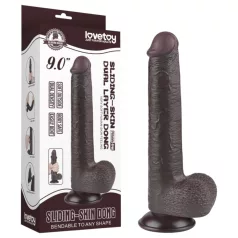   Lovetoy Sliding-Skin - dildo met zuignap - dubbele laag - 20,8 cm - bruin