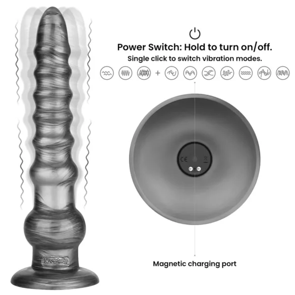 Lovetoy King Sized - grote vibrator - 32 cm - grijs