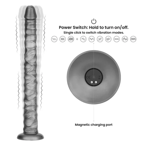 Lovetoy King Sized - grote vibrator - 40,5 cm - grijs