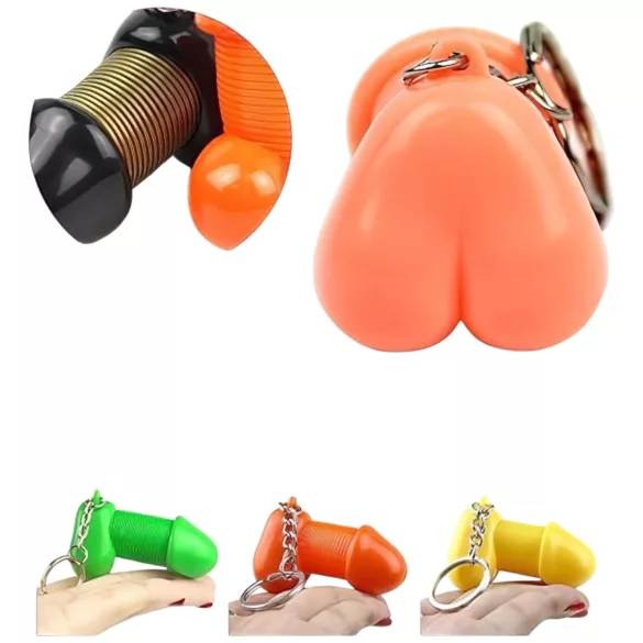 Roomfun - grappige penis sleutelhanger (oranje)