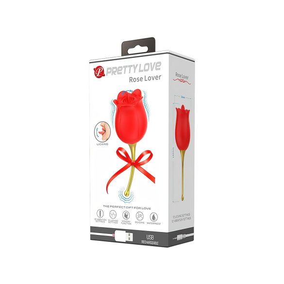 Pretty Love Rose Lover - 2in1 clitoris vibrator met tong (rood)