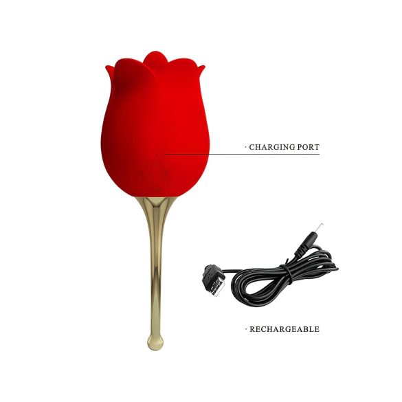 Pretty Love Rose Lover - 2in1 clitoris vibrator met tong (rood)