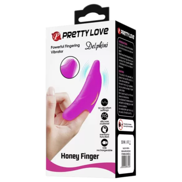 Pretty Love Delphini - vinger vibrator met dolfijn - siliconen - paars