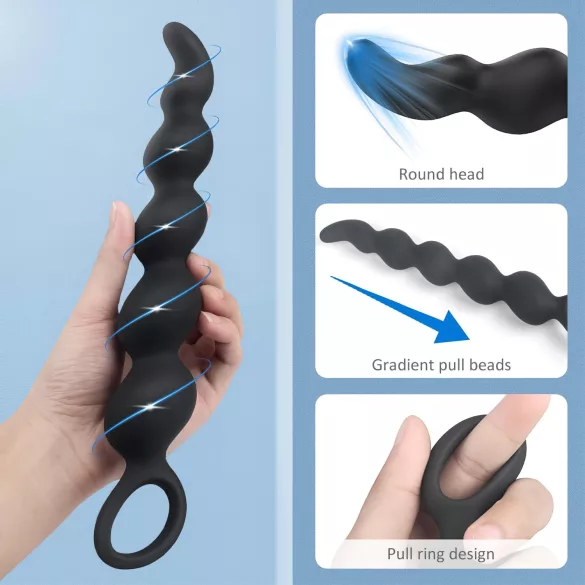 Sex HD Steven - anale dildo met kralen (zwart)