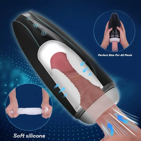 Sex HD Hawk - masturbator met trilling en zuigfunctie - oplaadbaar - zwart/wit
