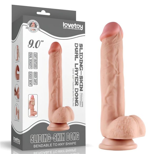 Lovetoy Sliding-Skin - dubbelwandige dildo - 23cm (natuurlijk)