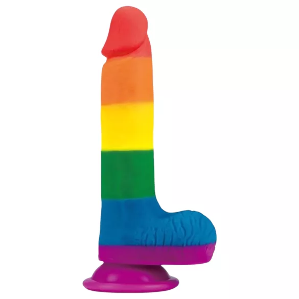 Lovetoy Prider - realistische dildo met testikels - 20cm - regenboog