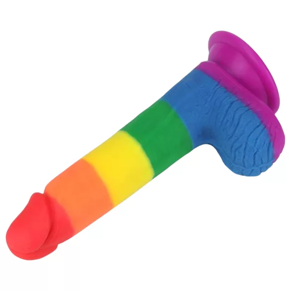 Lovetoy Prider - realistische dildo met testikels - 20cm - regenboog