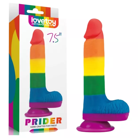 Lovetoy Prider - realistische dildo met testikels - 20cm - regenboog