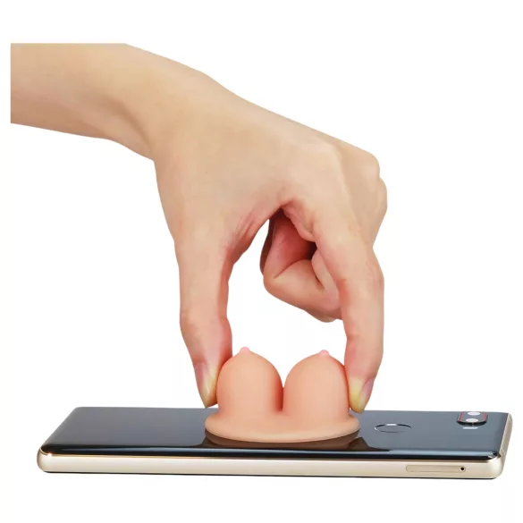 Lovetoy - telefoonhouder met zuignap - borsten vorm - huidskleur