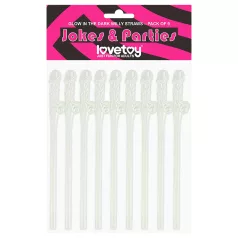 Lovetoy - rietje met penis - glow in the dark - wit