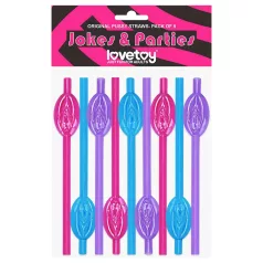 Lovetoy - penis rietje - mix kleuren (roze/blauw/paars)