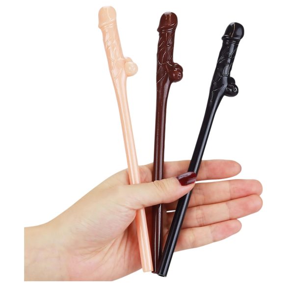 Lovetoy - realistische penis rietjes (natuur-bruin-zwart)